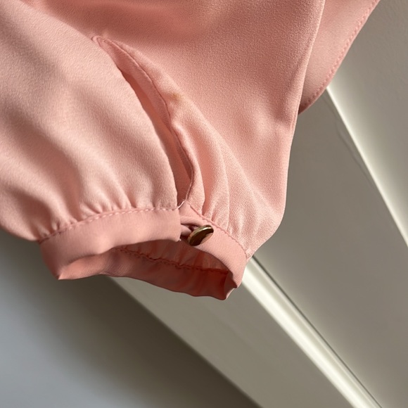 White House Black Market WHBM Soft Pink Dressy Top Blouse Tassels Lined 10 M - Picture 6 of 8